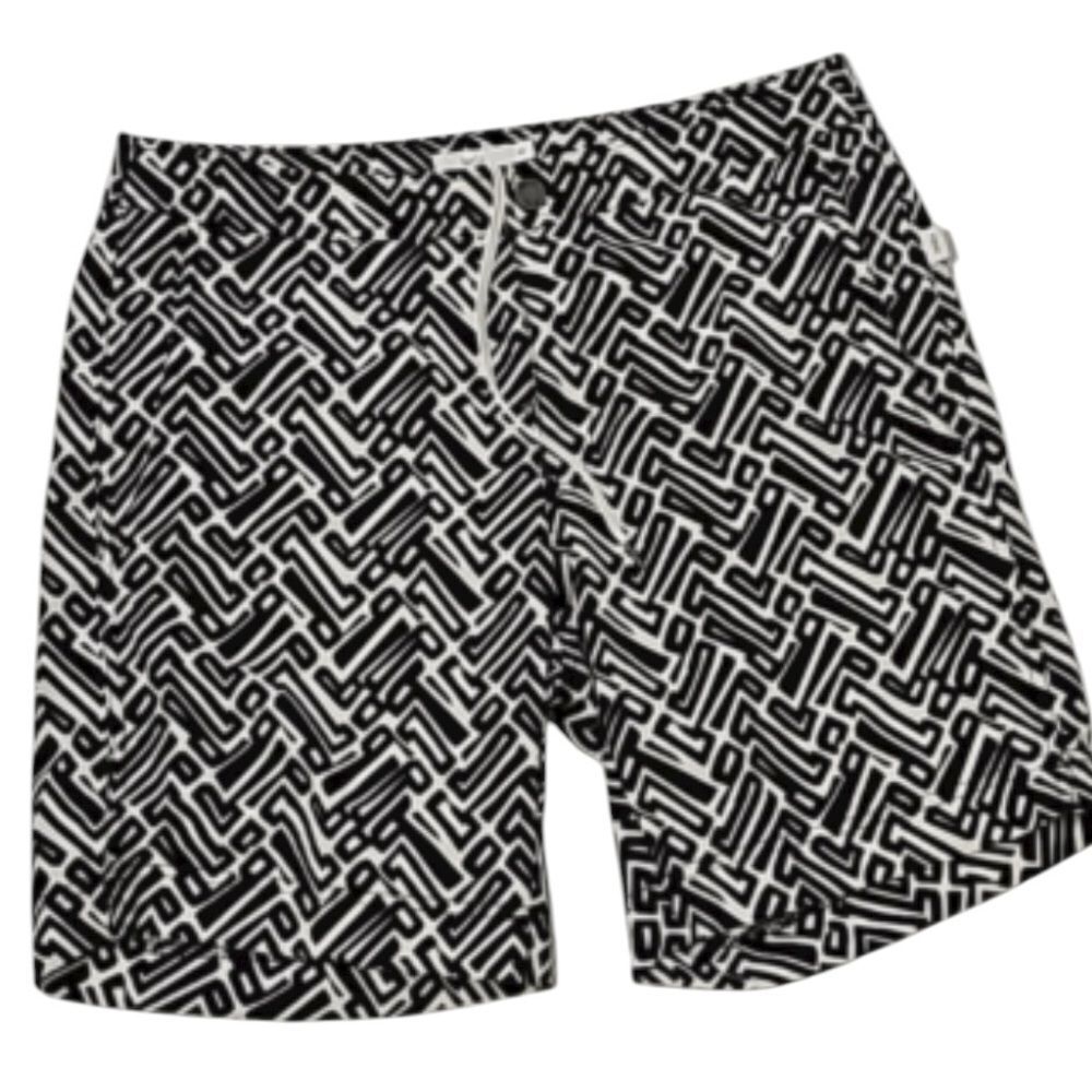 Onia Men Calder Trunks Swim Water Shorts Black White Geometric Bricks sz 30